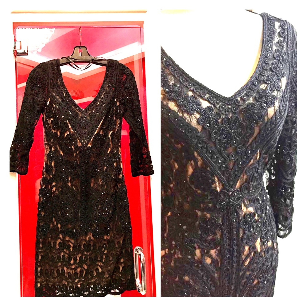 * NWOT Authentic Sue Wong Black/Nude Lace Dress